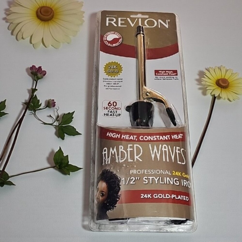 New in package Revlon Amber Waves Professional 24K Gold Styling Iron  1/2 inch